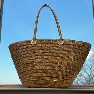 Chic Gold Woven Tote Bag